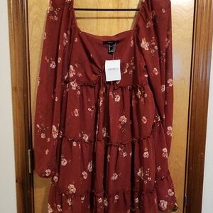 Forever 21 Floral Red Dress